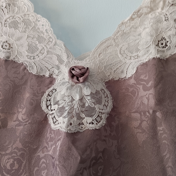 Vintage Christian Dior Floral Lace Camisole Rosebud Trim Mauve - Picture 3 of 6